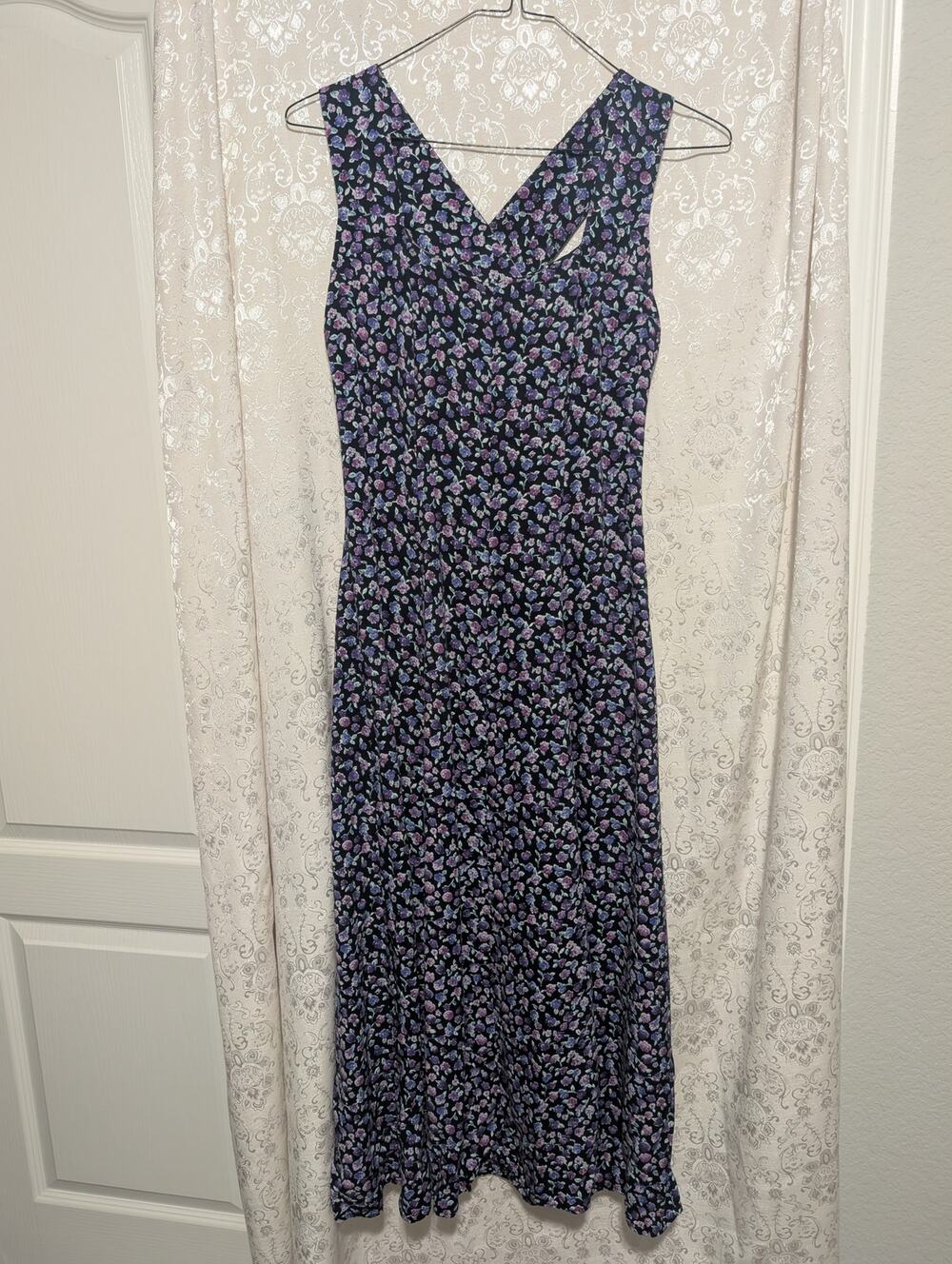 Vintage 90s Ditsy Floral Sleeveless Maxi Dress Size 11/12 - Picture 1 of 7